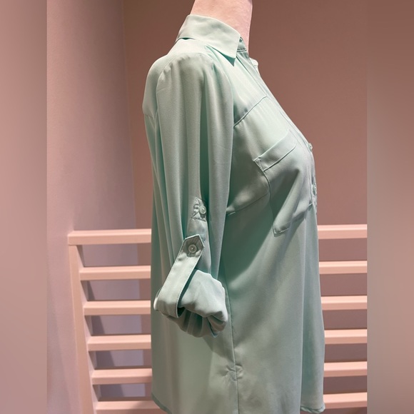 Express Portofino Shirt with Convertible Sleeves, green, XS - Picture 4 of 7